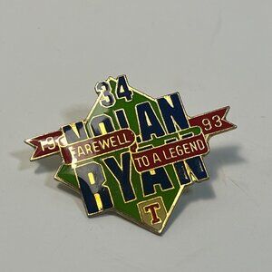 Nolan Ryan 1993 Farewell to a Legend MLB Baseball Tac Pin Texas Rangers Vintage